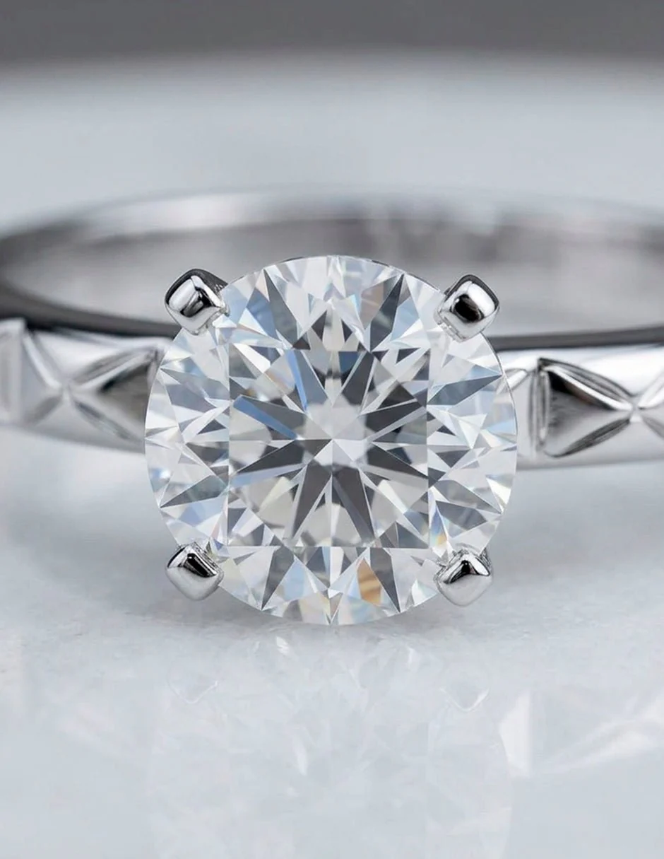 Anillo estilo solitario con diamante natural redondo 0.24 ct, color F, claridad SI1 - Image 5