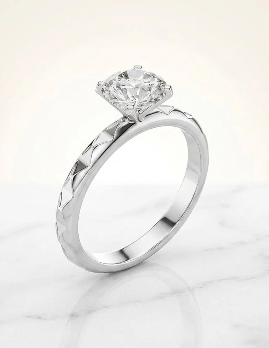 Anillo estilo solitario con diamante natural redondo 0.24 ct, color F, claridad SI1 - Image 6