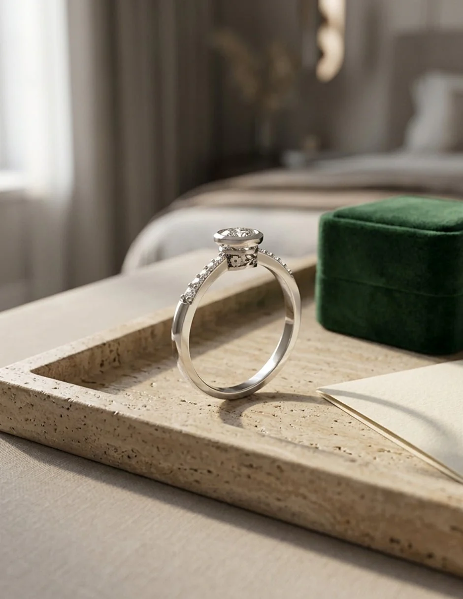 Anillo de Compromiso - piedras laterales - AMORE562-RD-CZ - Image 15