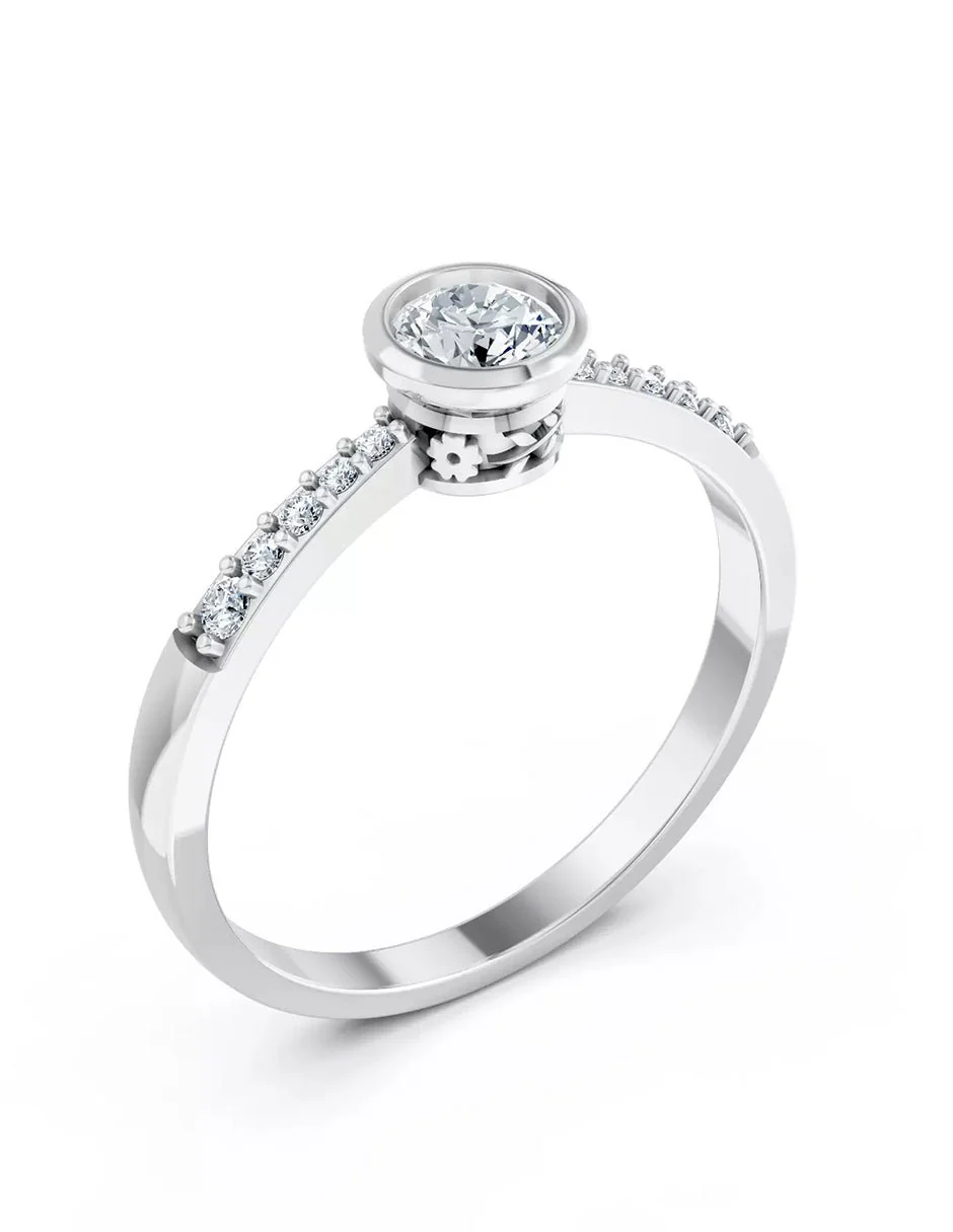Anillo de Compromiso - piedras laterales - AMORE562-RD-CZ - Image 3