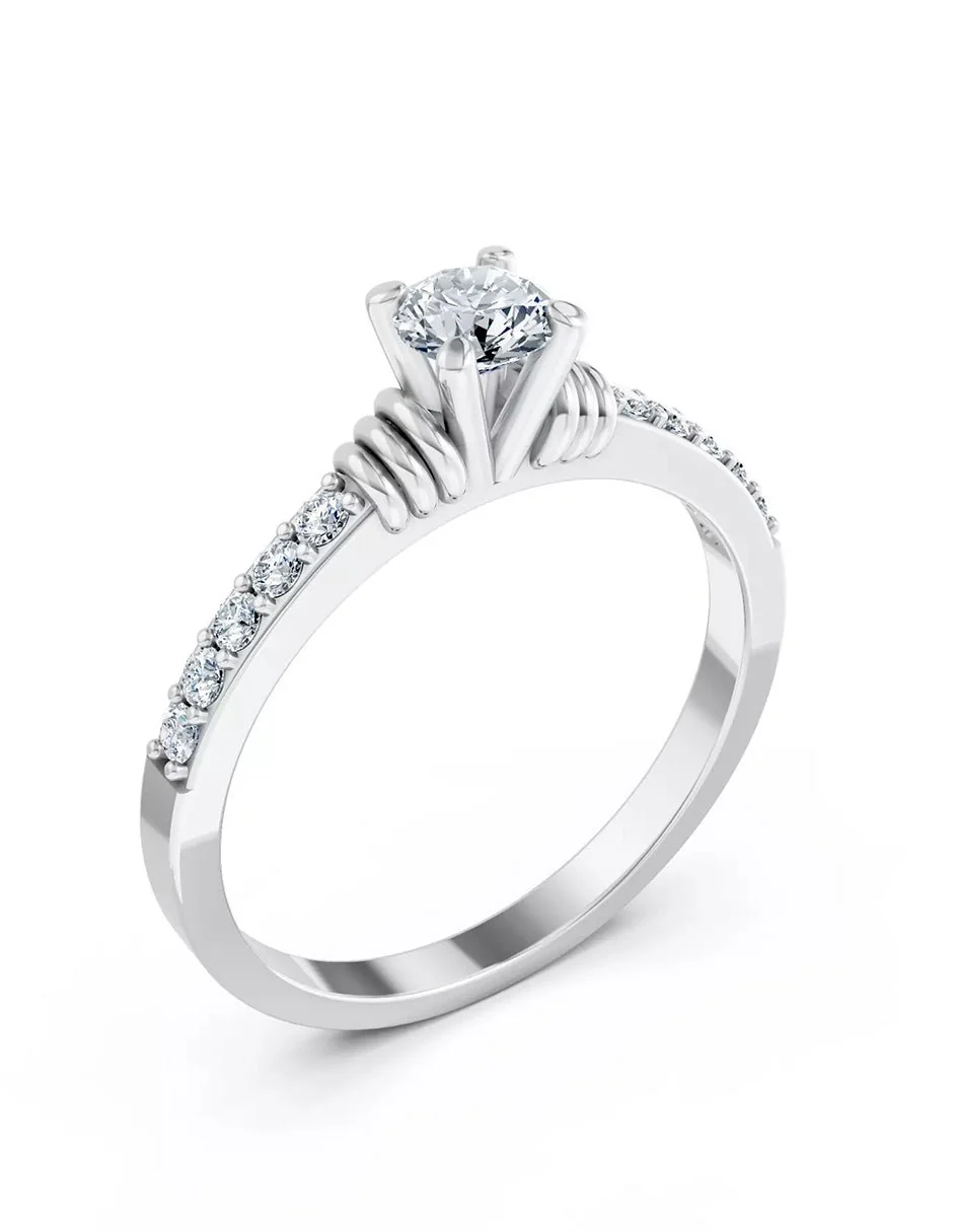 Anillo de Compromiso - piedras laterales - AMORE563-RD-CZ - Image 3