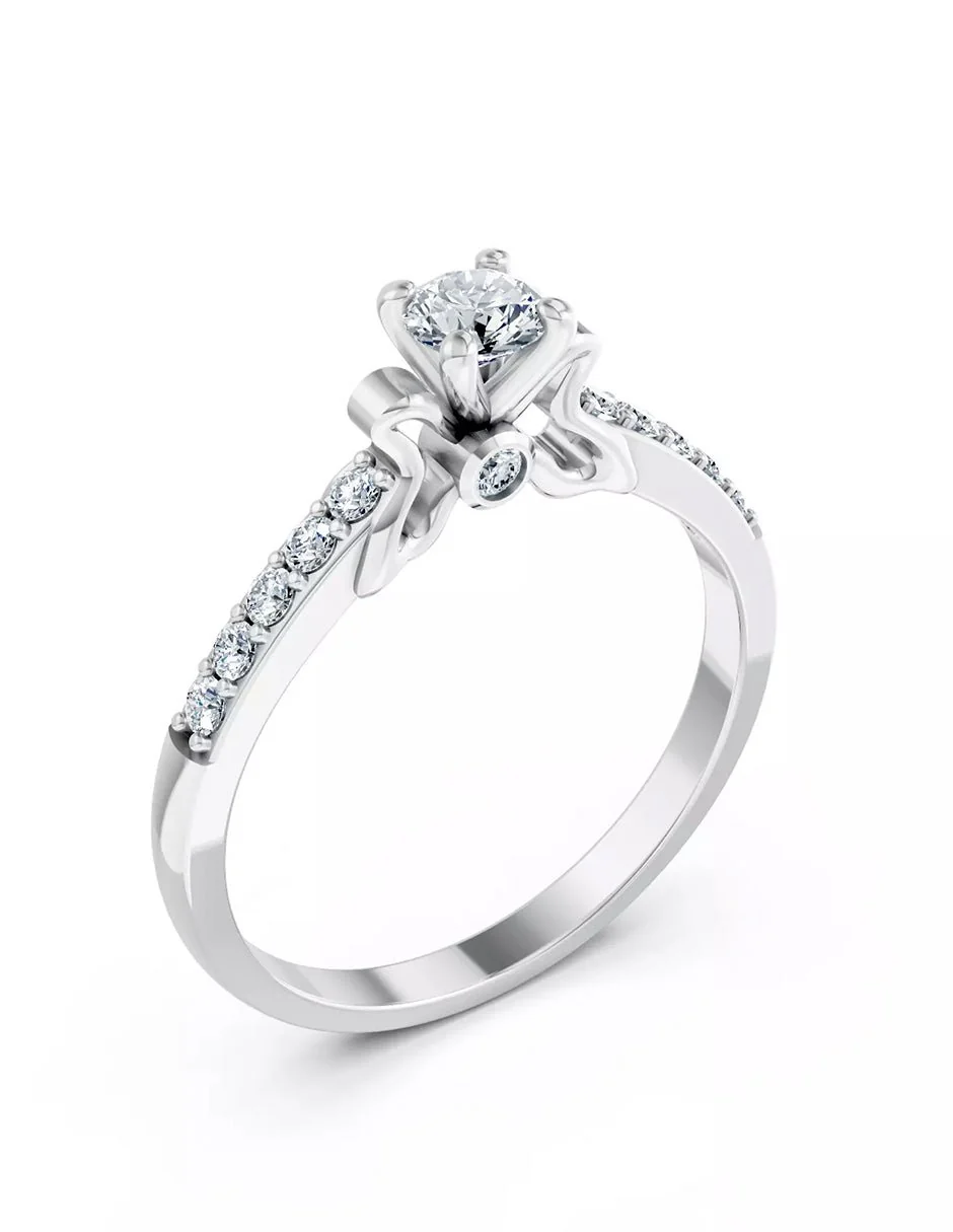 Anillo de Compromiso - piedras laterales - AMORE564-RD-CZ - Image 3