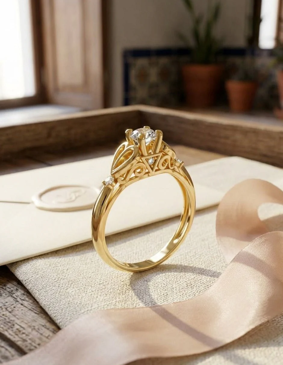 Anillo de Compromiso - piedras laterales - AMORE565-RD-CZ - Image 18