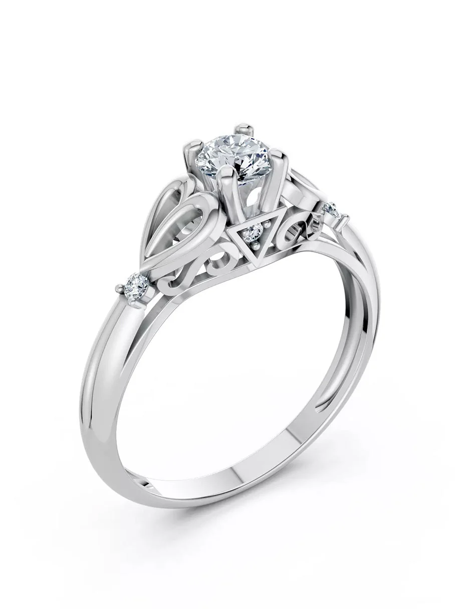 Anillo de Compromiso - piedras laterales - AMORE565-RD-CZ - Image 3