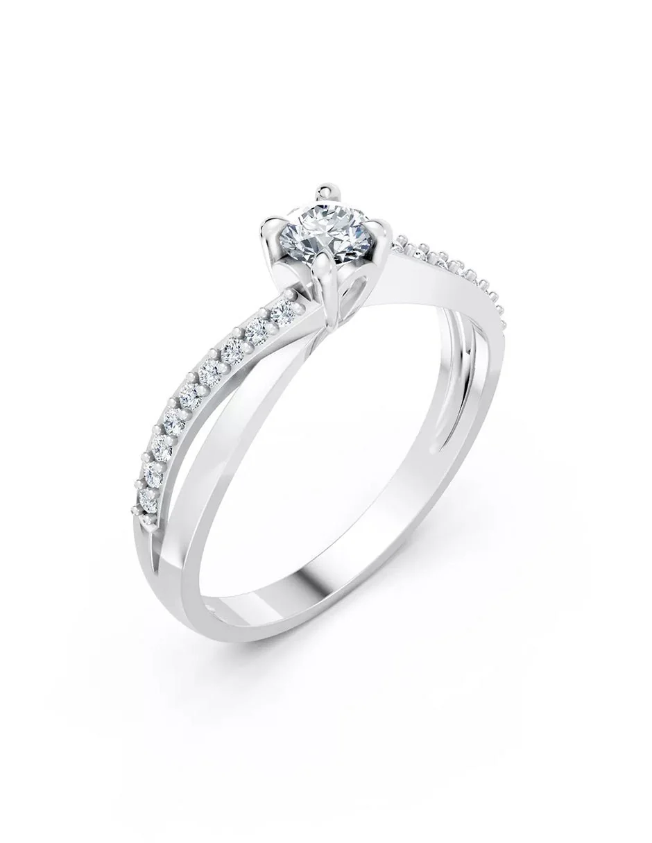 Anillo de Compromiso - piedras laterales - AMORE569-RD-CZ - Image 3