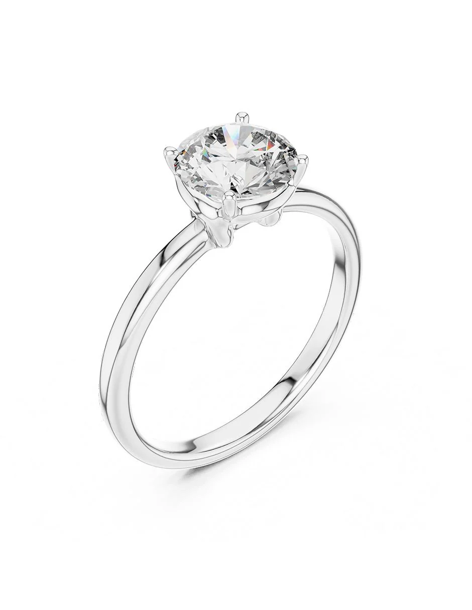 Anillo estilo solitario con diamante natural redondo 0.19 ct, color G, claridad VS2 - Image 3