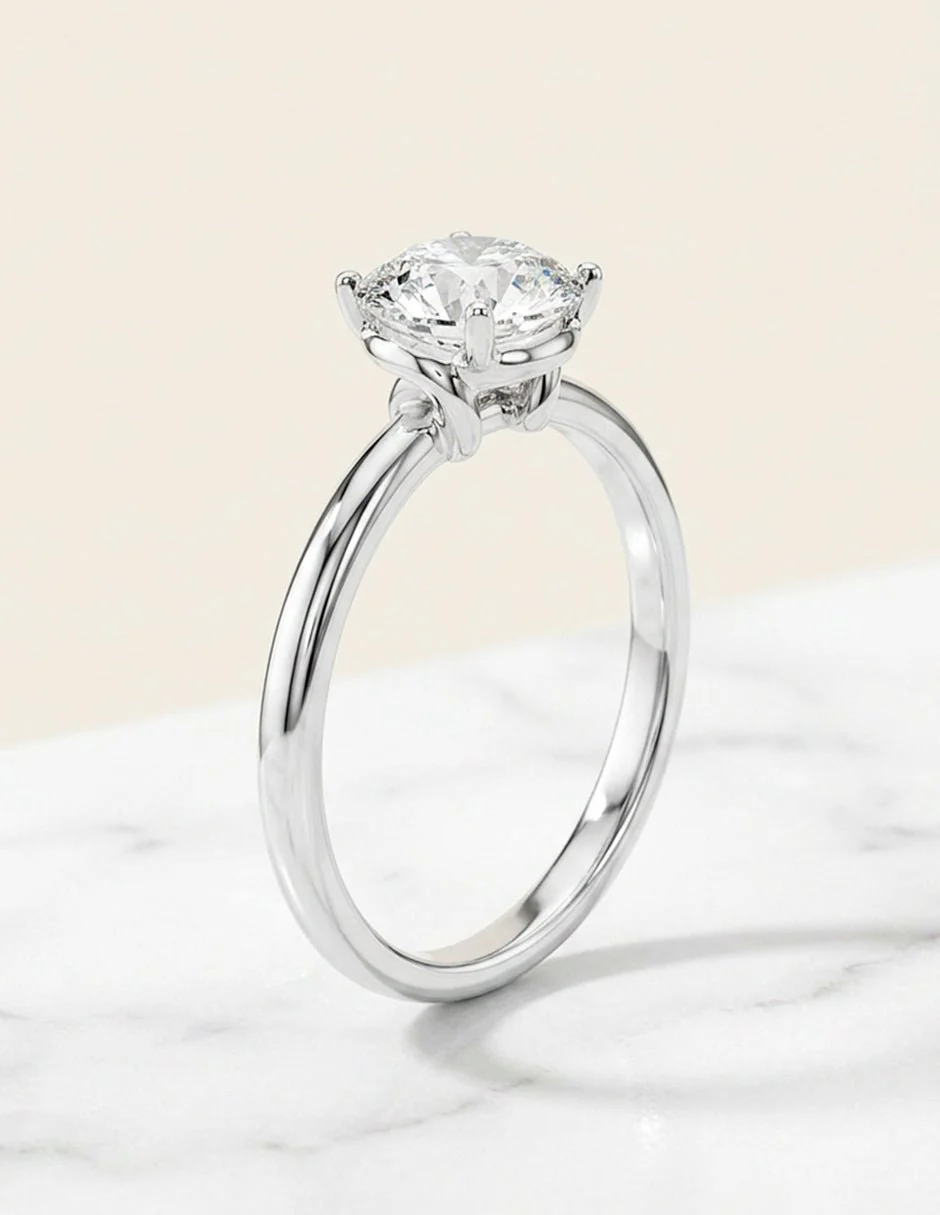 Anillo estilo solitario con diamante natural redondo 0.19 ct, color G, claridad VS2 - Image 5