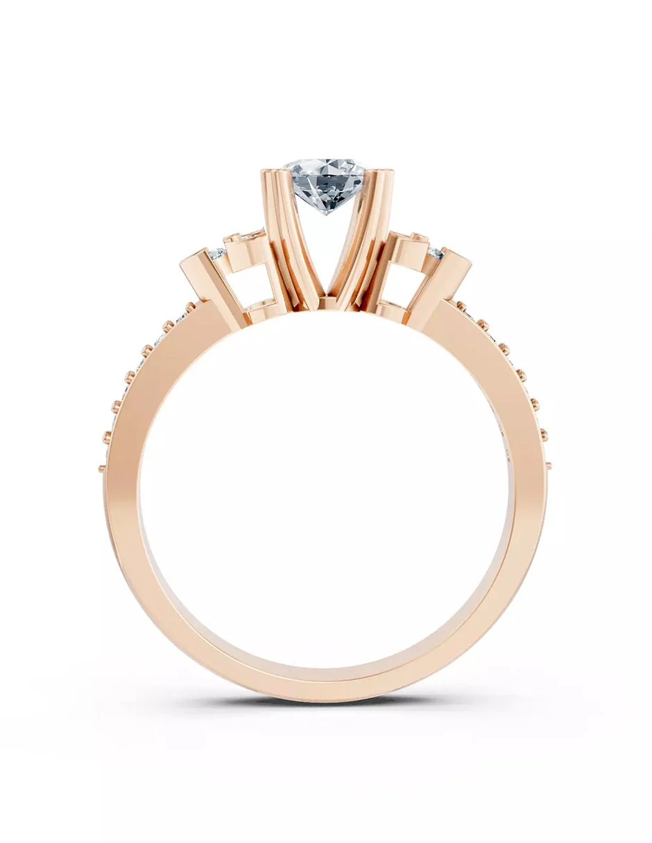 Anillo de Compromiso - piedras laterales - AMORE573-RD-CZ - Image 10