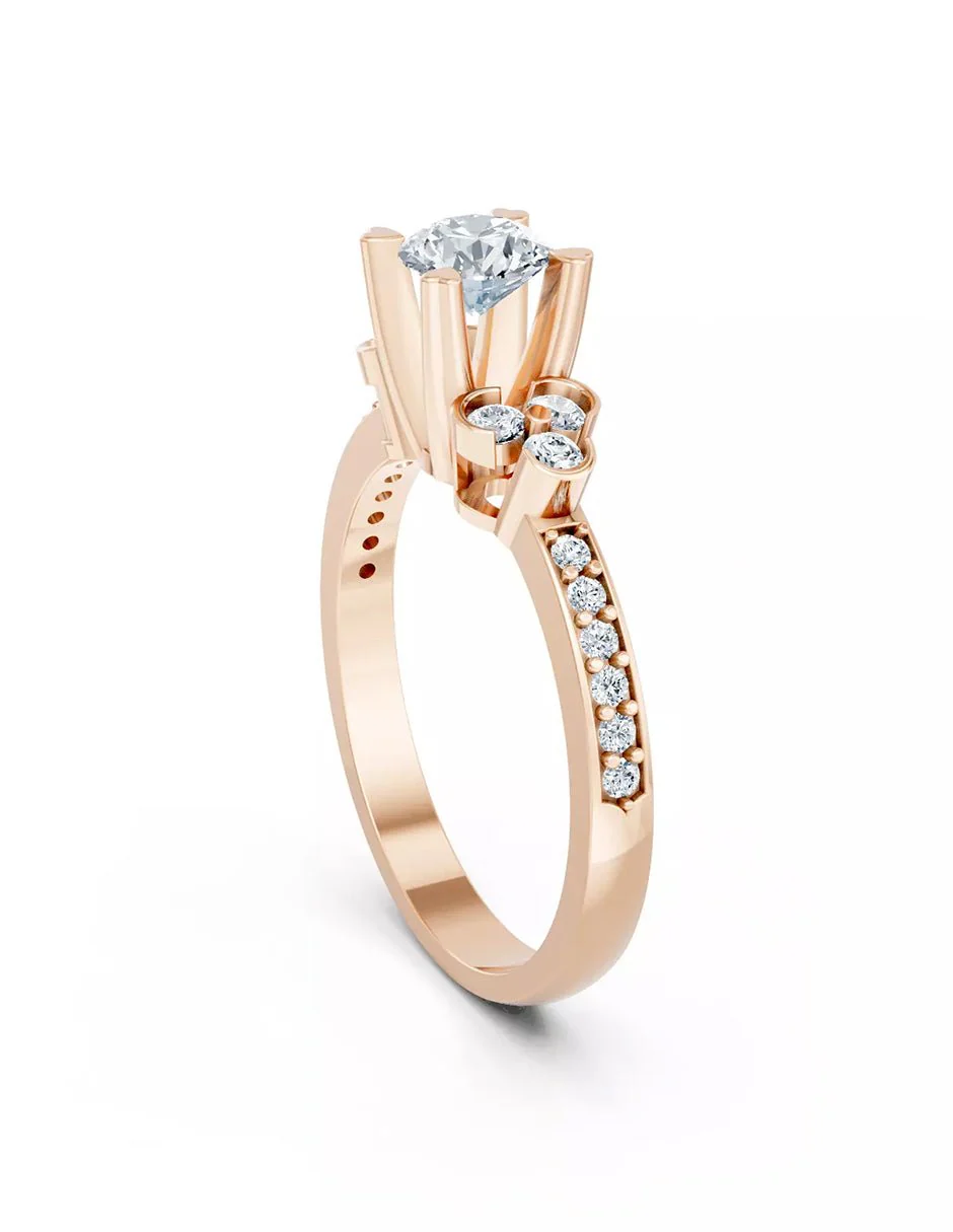 Anillo de Compromiso - piedras laterales - AMORE573-RD-CZ - Image 12