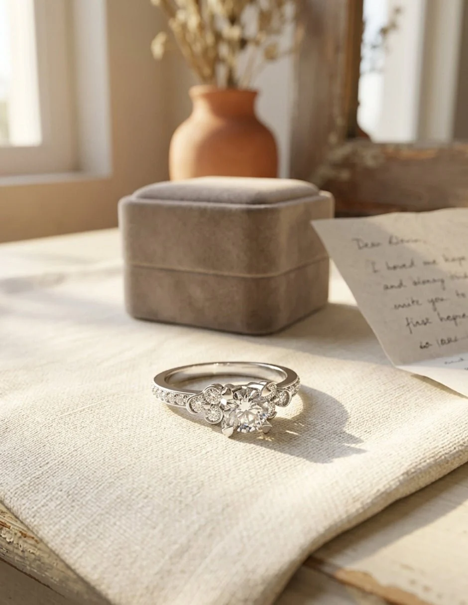 Anillo de Compromiso - piedras laterales - AMORE573-RD-CZ - Image 15