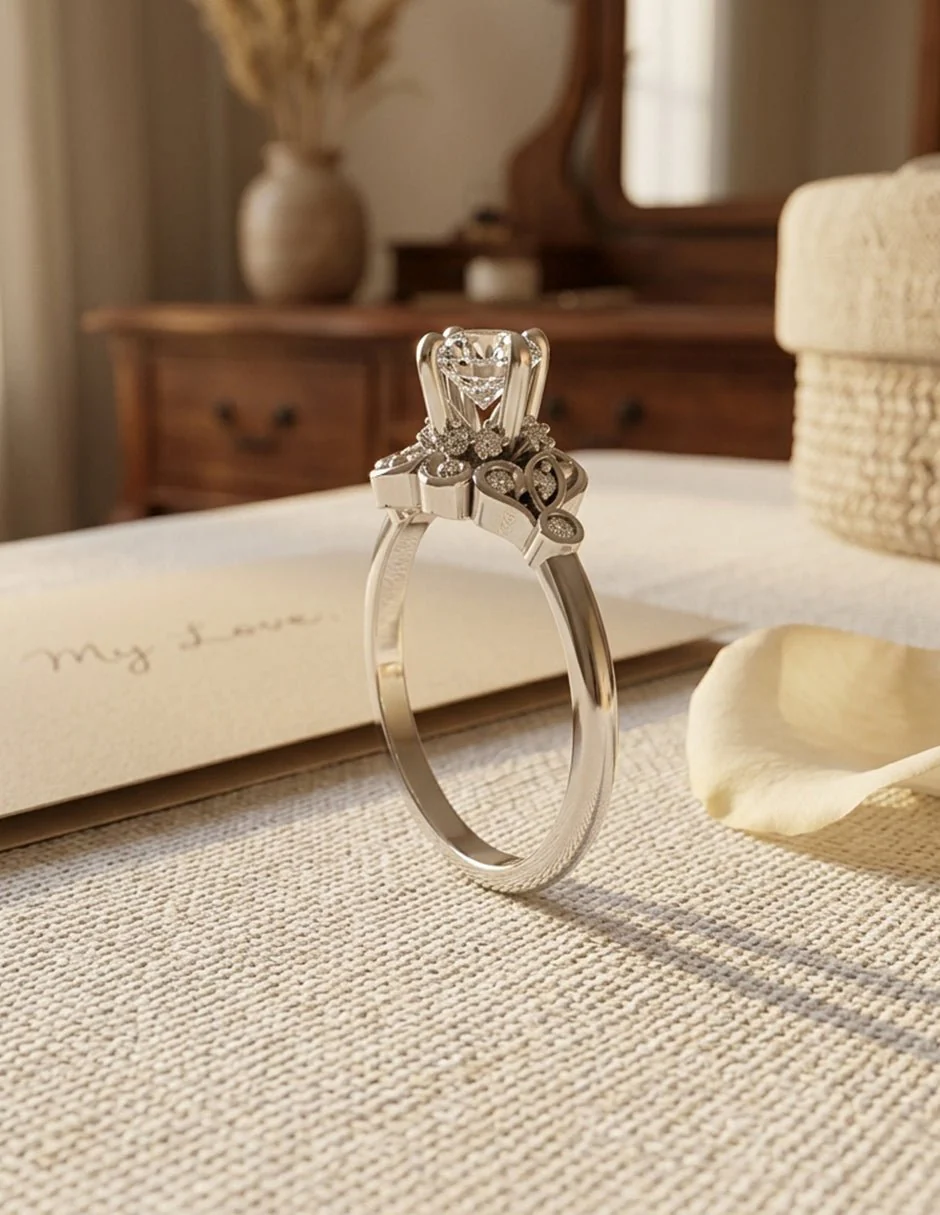 Anillo de Compromiso - piedras laterales - AMORE575-RD-CZ - Image 14