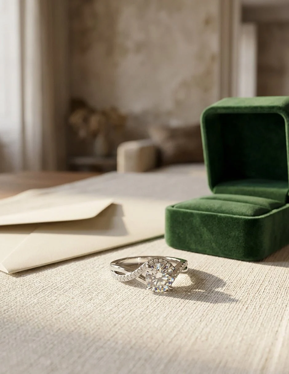 Anillo de Compromiso - piedras laterales - AMORE576-RD-CZ - Image 15