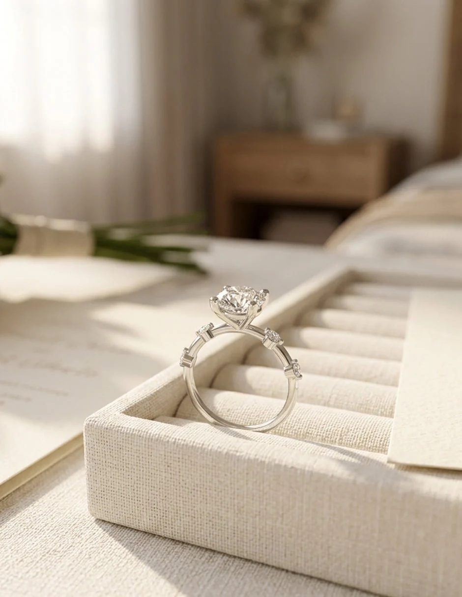 Anillo de Compromiso - piedras laterales - AMORE583-RD-CZ - Image 15