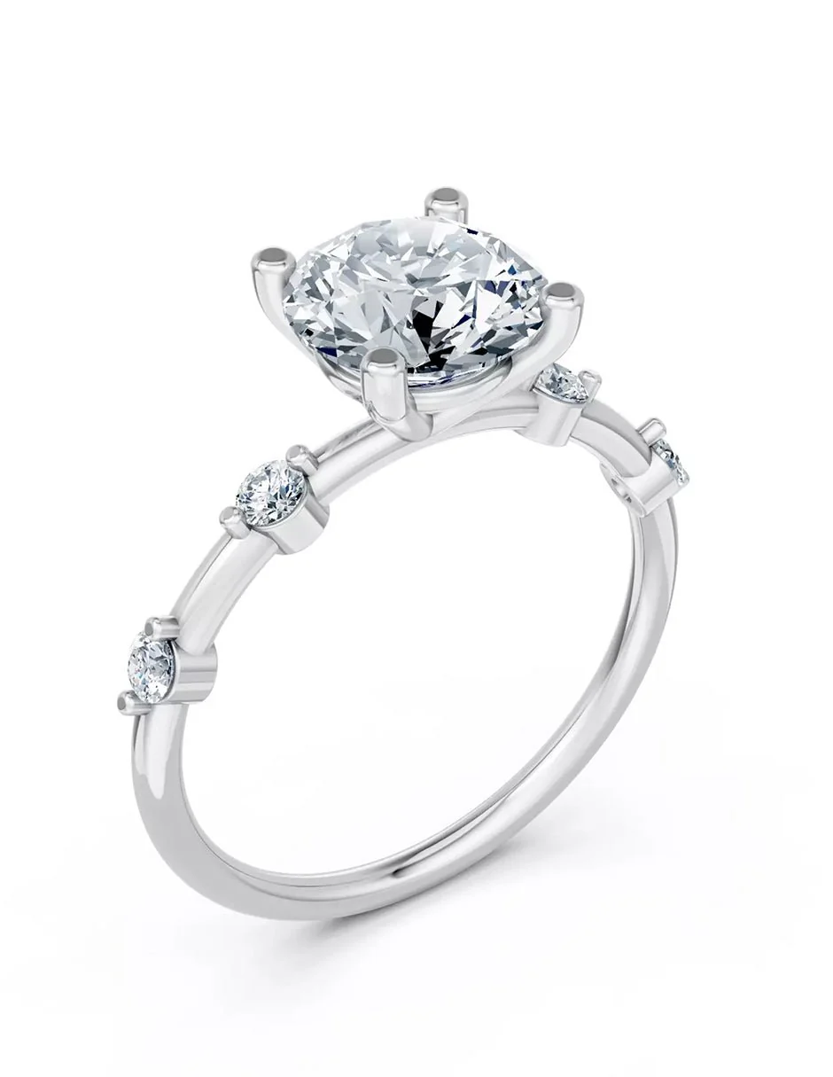 Anillo de Compromiso - piedras laterales - AMORE583-RD-CZ - Image 3
