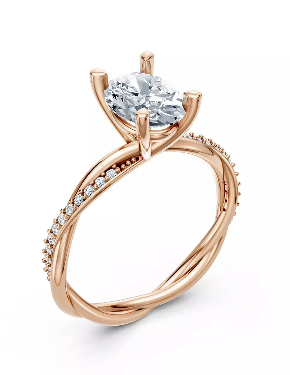 Anillo de Compromiso - pavé - AMORE595-OV-CZ - Image 11