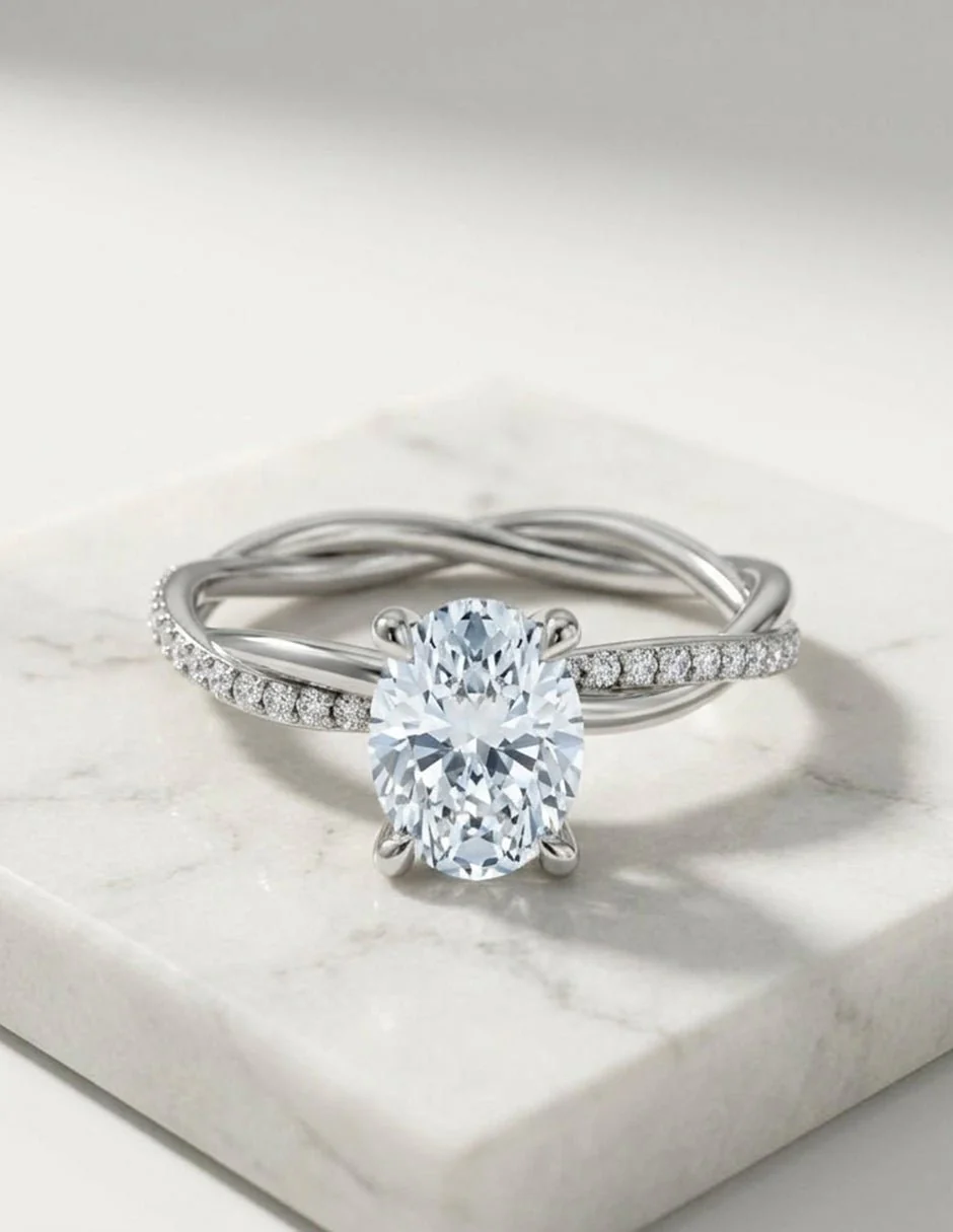 Anillo de Compromiso - pavé - AMORE595-OV-CZ - Image 13