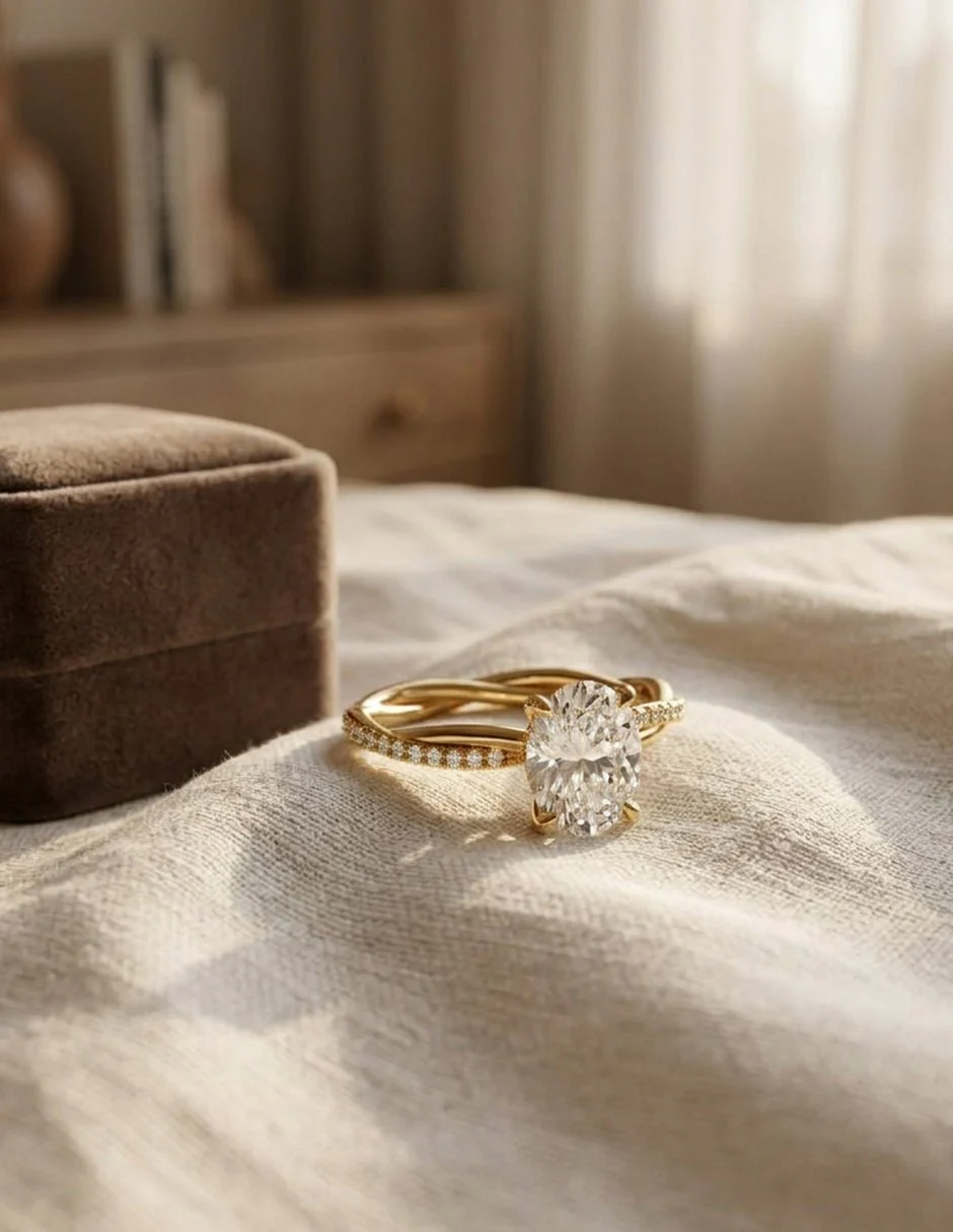 Anillo de Compromiso - pavé - AMORE595-OV-CZ - Image 16