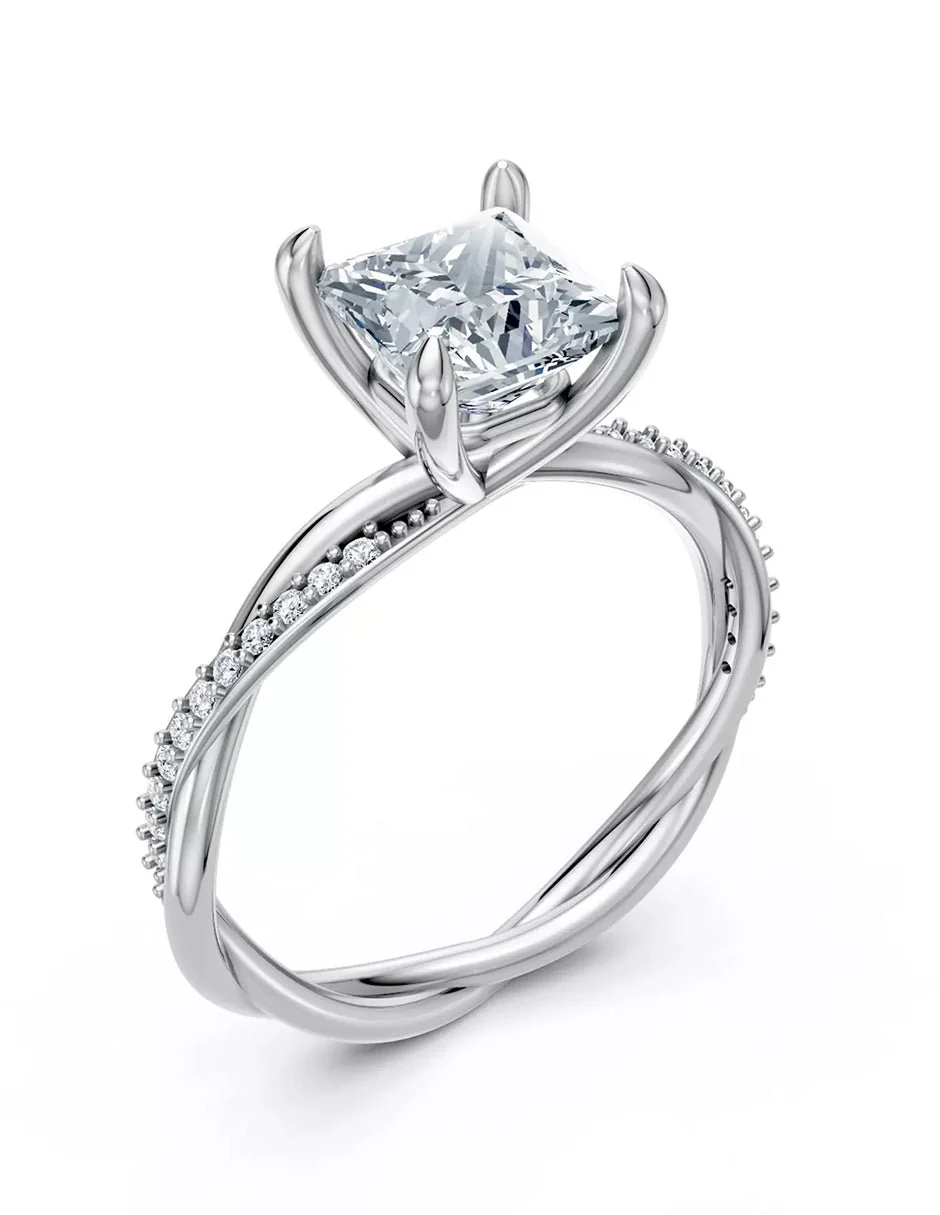 Anillo de Compromiso - pavé - AMORE595-PR-CZ - Image 3