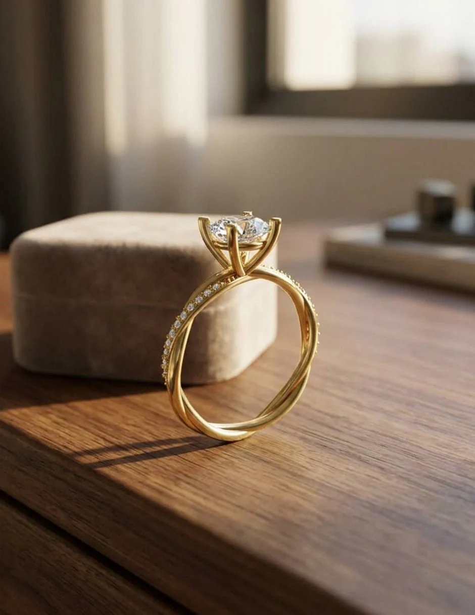 Anillo de Compromiso - pavé - AMORE595-RD-CZ - Image 17