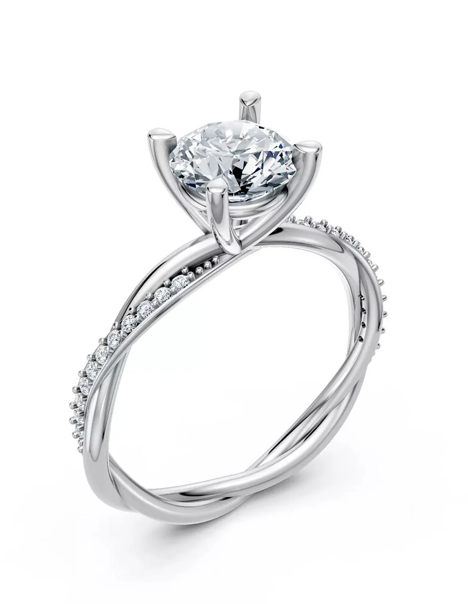 Anillo de Compromiso - pavé - AMORE595-RD-CZ - Image 3