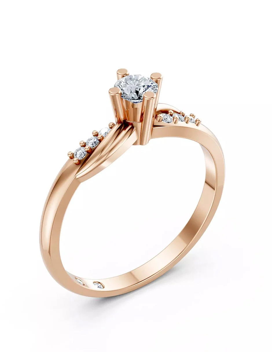 Anillo de Compromiso - piedras laterales - AMORE602-RD-CZ - Image 11