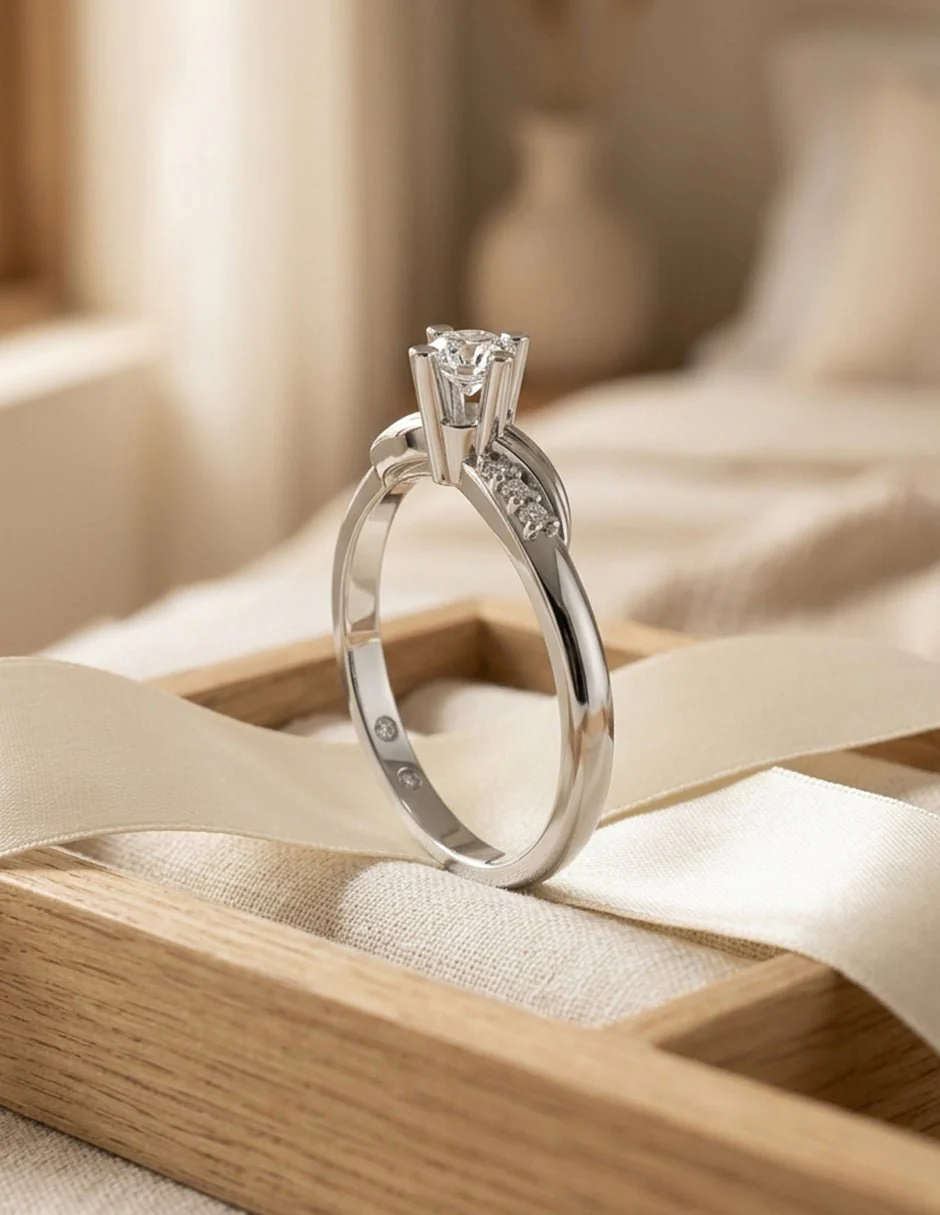 Anillo de Compromiso - piedras laterales - AMORE602-RD-CZ - Image 15