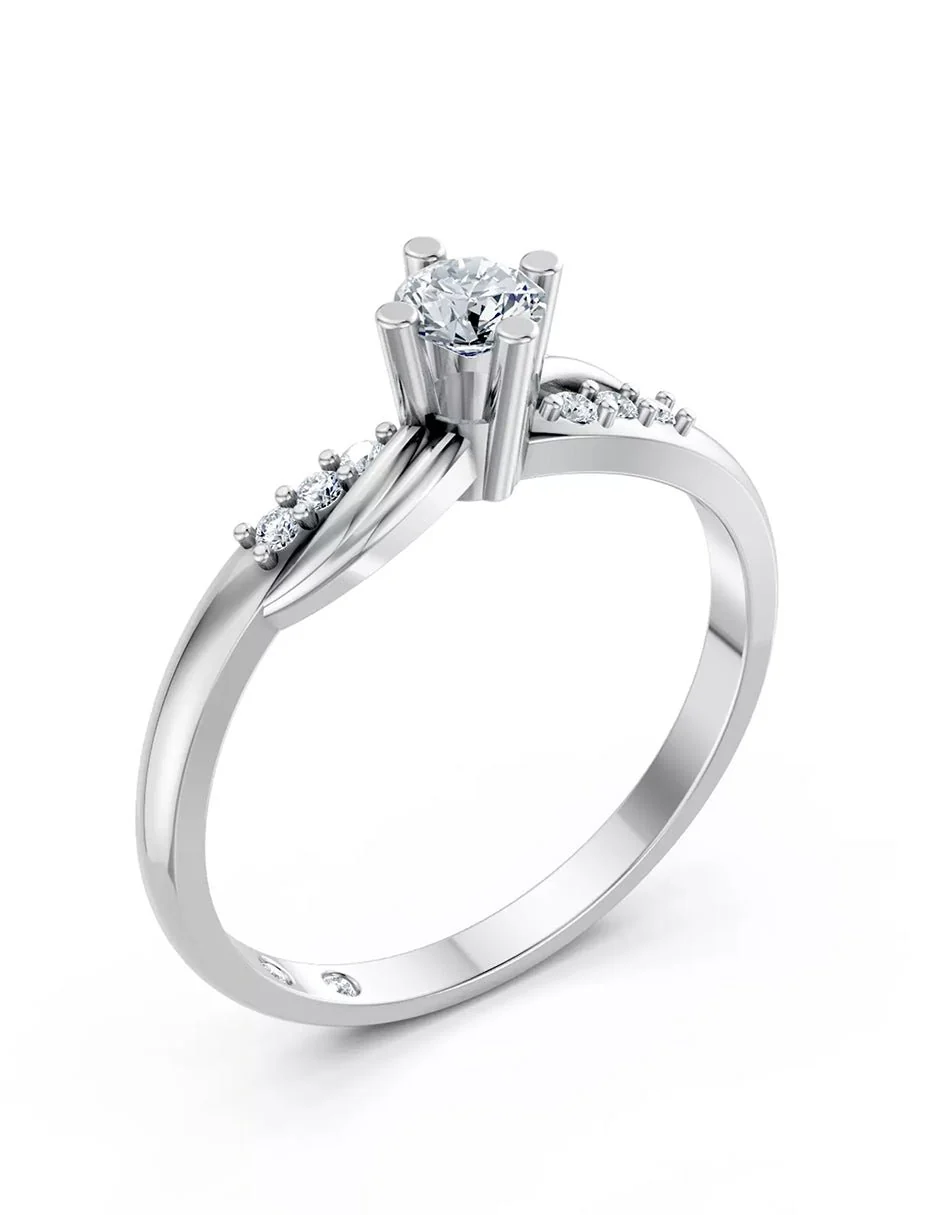 Anillo de Compromiso - piedras laterales - AMORE602-RD-CZ - Image 3