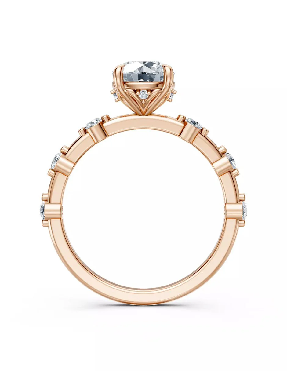 Anillo de Compromiso - piedras laterales - AMORE604-RD-CZ - Image 10