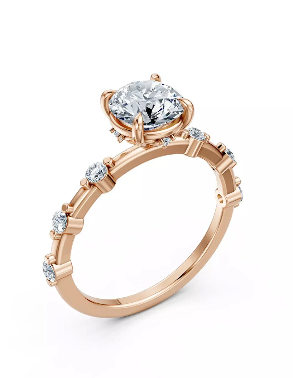 Anillo de Compromiso - piedras laterales - AMORE604-RD-CZ - Image 11