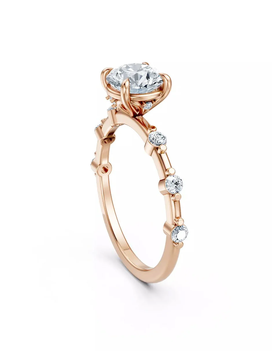 Anillo de Compromiso - piedras laterales - AMORE604-RD-CZ - Image 12