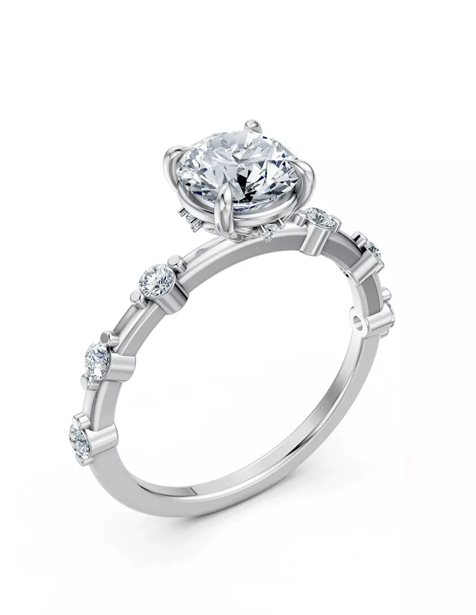 Anillo de Compromiso - piedras laterales - AMORE604-RD-CZ - Image 3