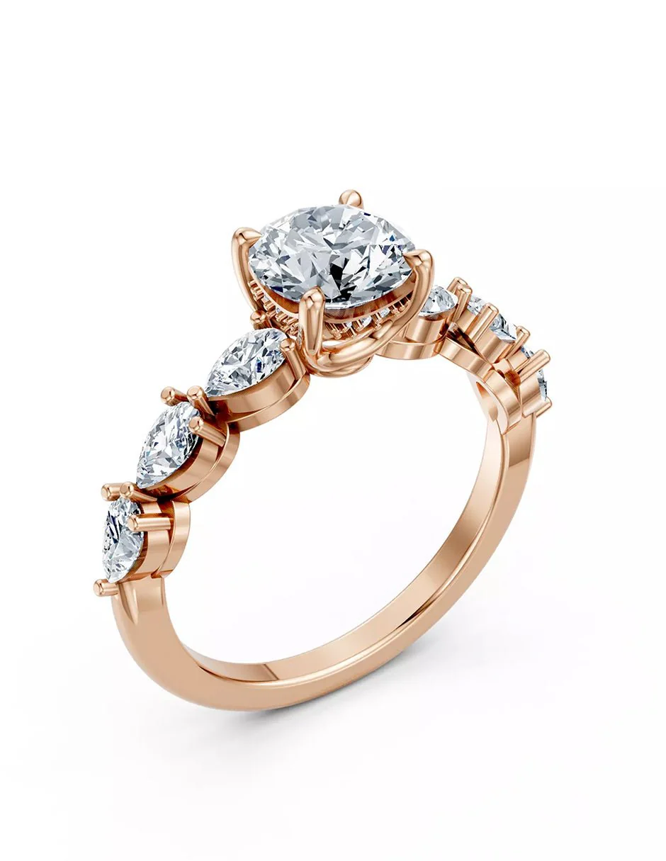 Anillo de Compromiso - piedras laterales - AMORE606-RD-CZ - Image 11
