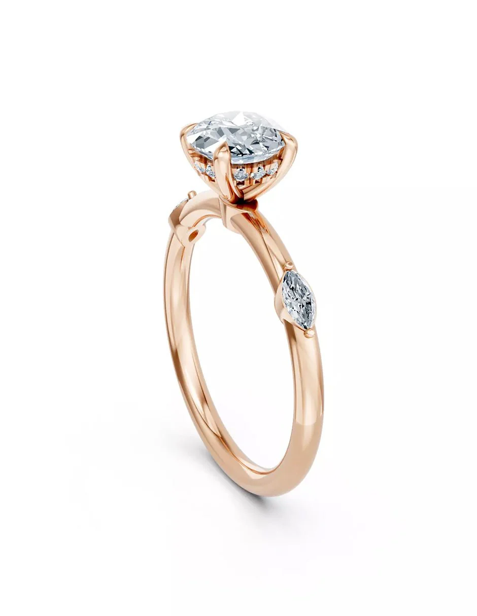 Anillo de Compromiso - piedras laterales - AMORE609-RD-CZ - Image 12