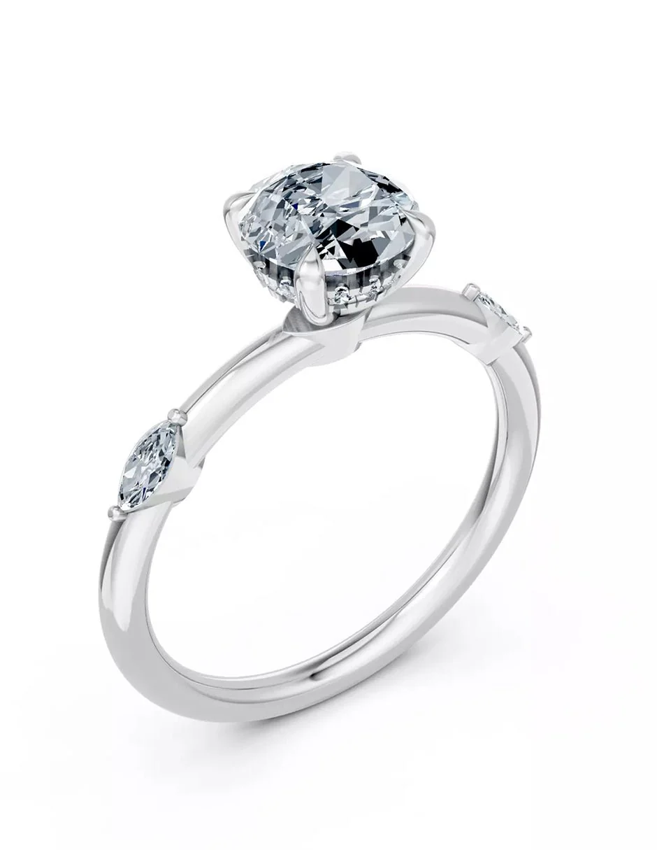 Anillo de Compromiso - piedras laterales - AMORE609-RD-CZ - Image 3