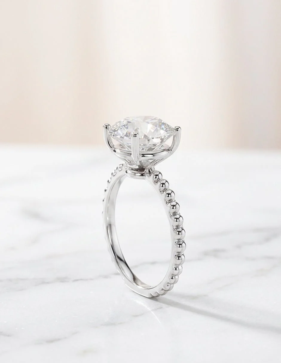 Anillo estilo solitario con diamante natural redondo 0.23 ct, color D, claridad VS2 - Image 5