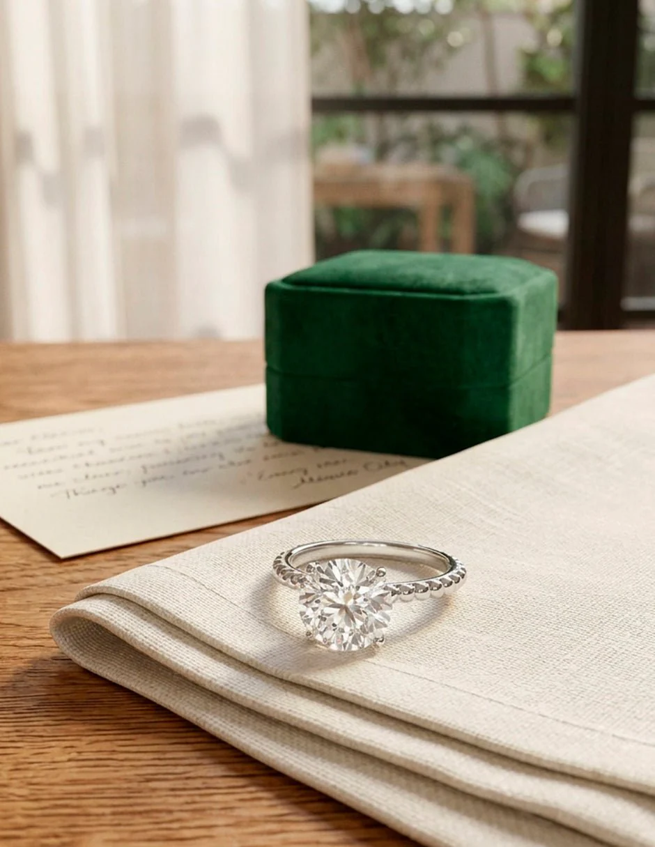 Anillo estilo solitario con diamante natural redondo 0.23 ct, color D, claridad VS2 - Image 6