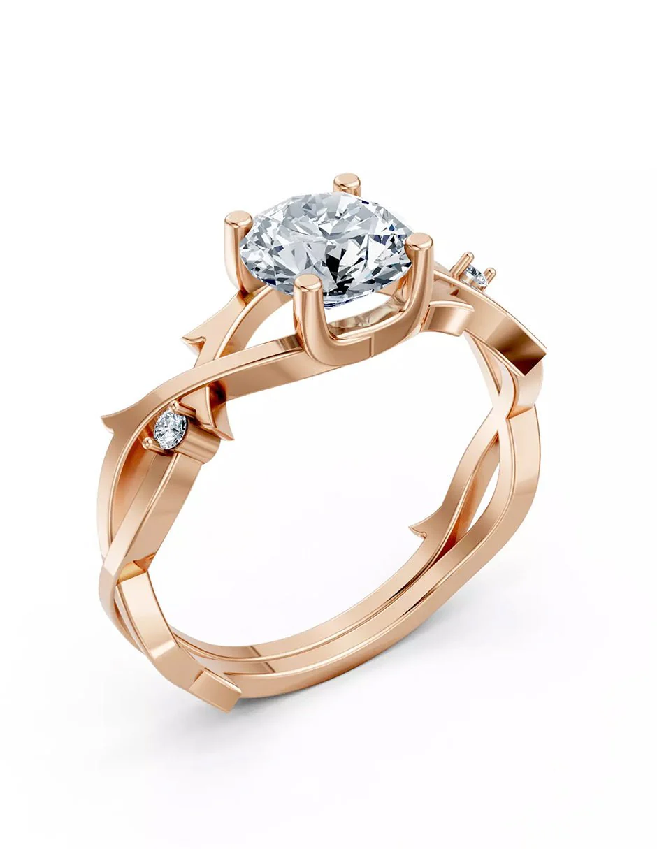 Anillo de Compromiso - piedras laterales - AMORE617-RD-CZ - Image 11