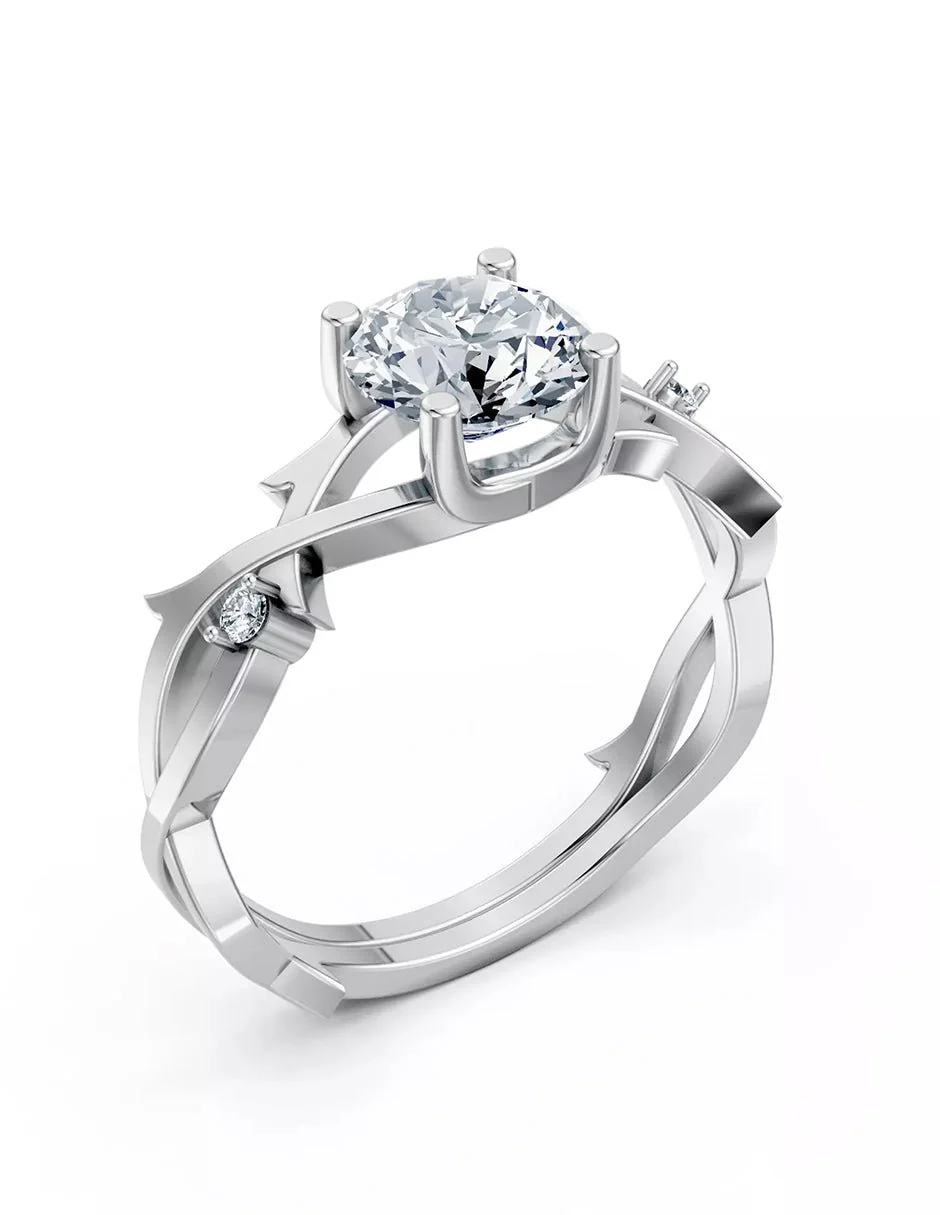 Anillo de Compromiso - piedras laterales - AMORE617-RD-CZ - Image 3