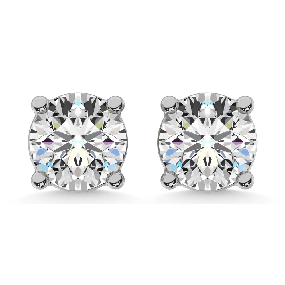 Aretes de oro de 14 quilates con 4 puntas y 2 Diamantes De Laboratorio de corte Redondo - Image 2