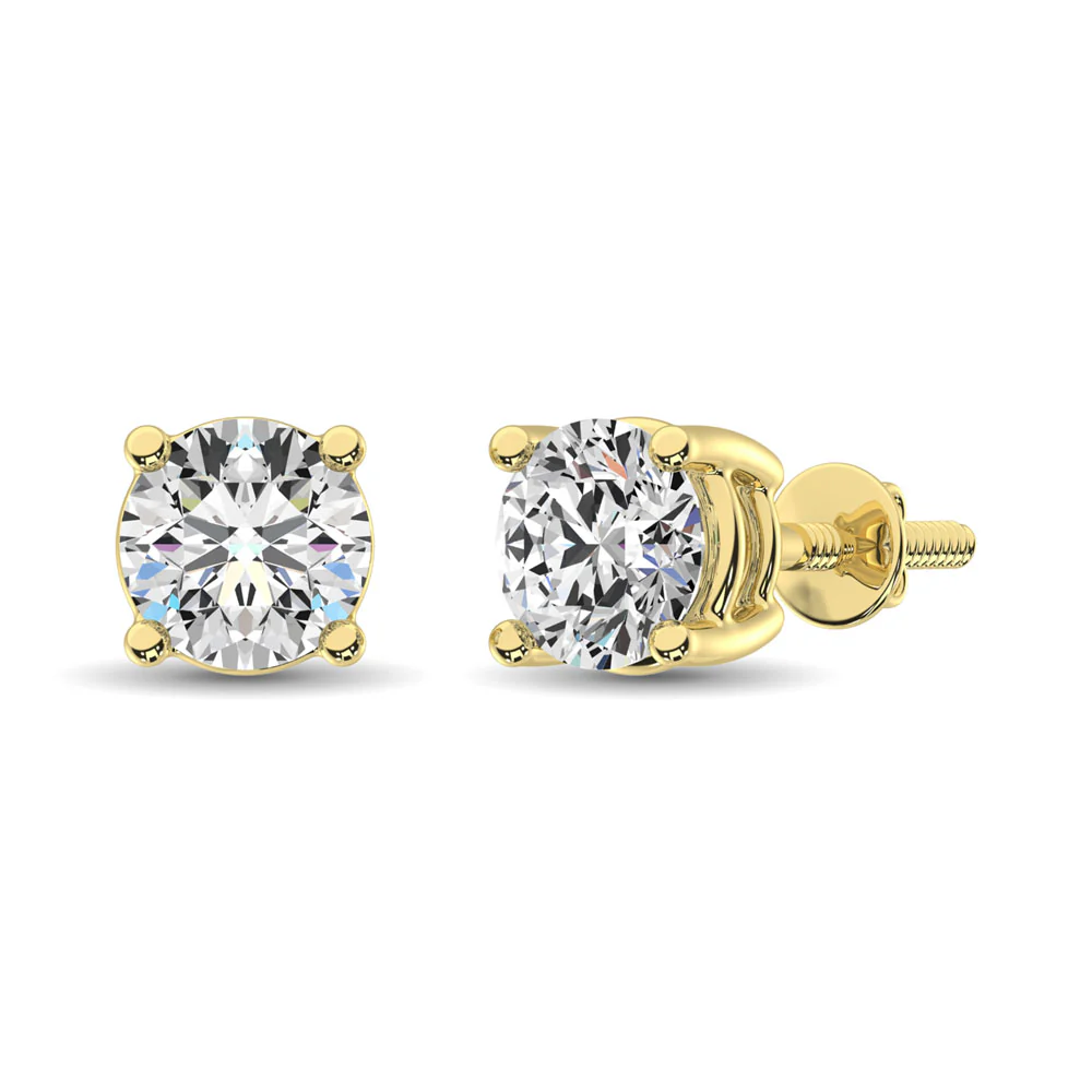 Aretes de oro de 14 quilates con 4 puntas y 2 Diamantes De Laboratorio de corte Redondo - Image 5