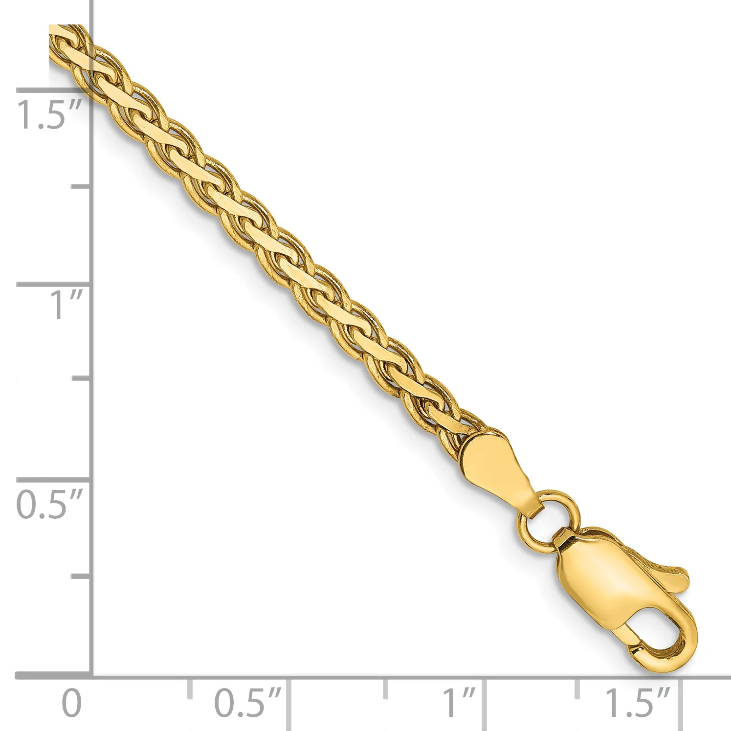 Pulsera de Oro Amarillo de 14k de 7 pulgadas y 2.8 mm, Estilo Trenza Spiga con Cierre de Langosta - Image 2