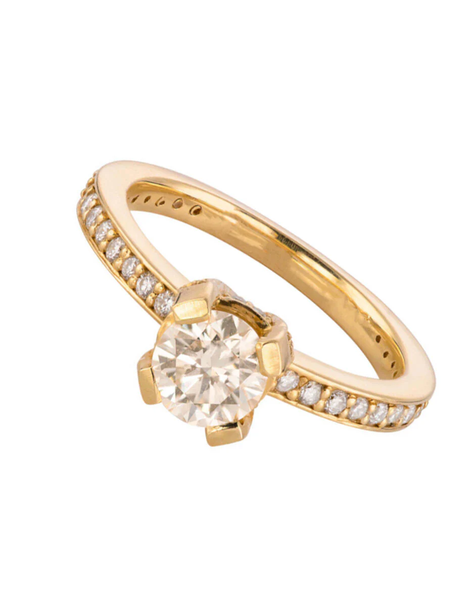 ANILLO DE COMPROMISO CON DIAMANTE DE 0.59 Yellow VVS2 - Image 3