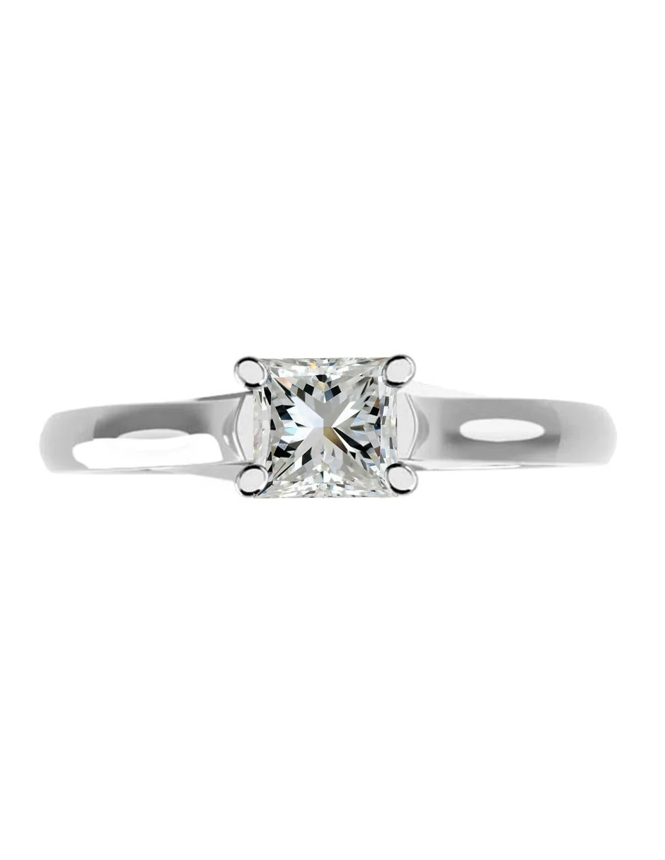 Anillo estilo solitario con diamante de laboratorio princesa 0.21 ct, color D, claridad VVS2