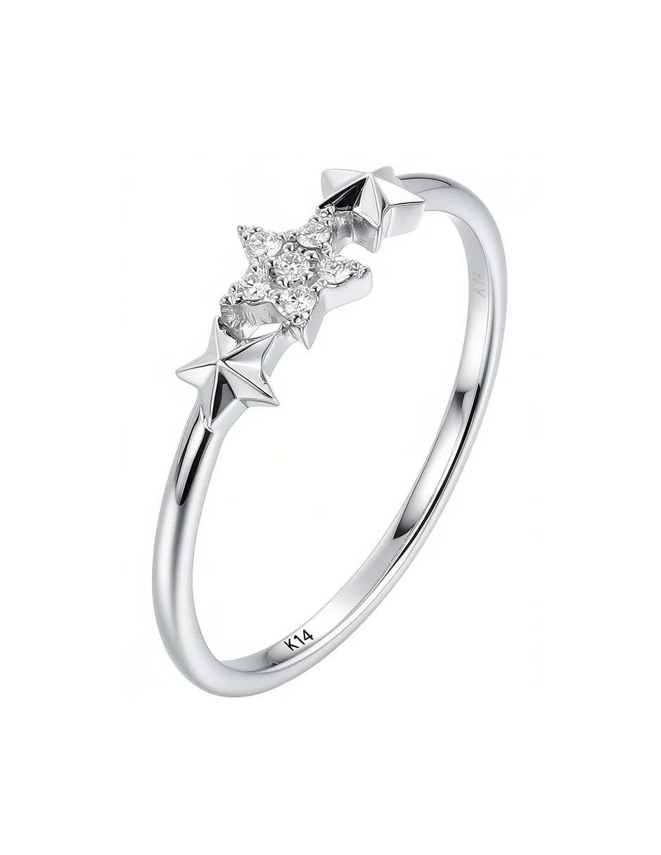 Anillo de Moda con Piedras Laterales