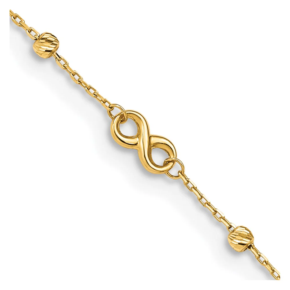 Tobillera de Símbolo de Infinito de 14K de 10 Pulgadas + Extensión de 1 Pulgada - Image 2