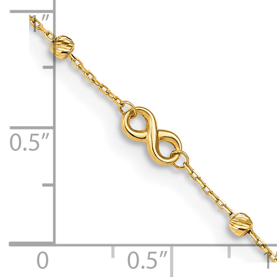 Tobillera de Símbolo de Infinito de 14K de 10 Pulgadas + Extensión de 1 Pulgada - Image 4