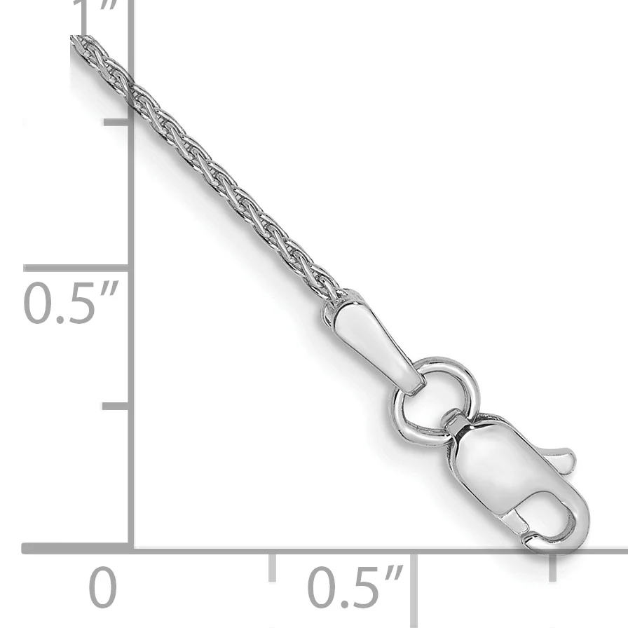 Tobillera de Oro Blanco de 14K de 9 Pulgadas y 1 mm con Cierre de Langosta y Corte Diamante - Image 2