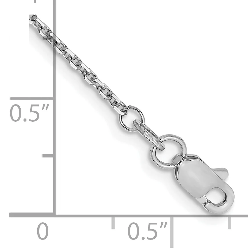 Tobillera de Oro Blanco de 14K de 10 Pulgadas y 1.4 mm con Cierre de Langosta (Cadena de Enlace Abierto Redonda con Corte Diamante) - Image 2