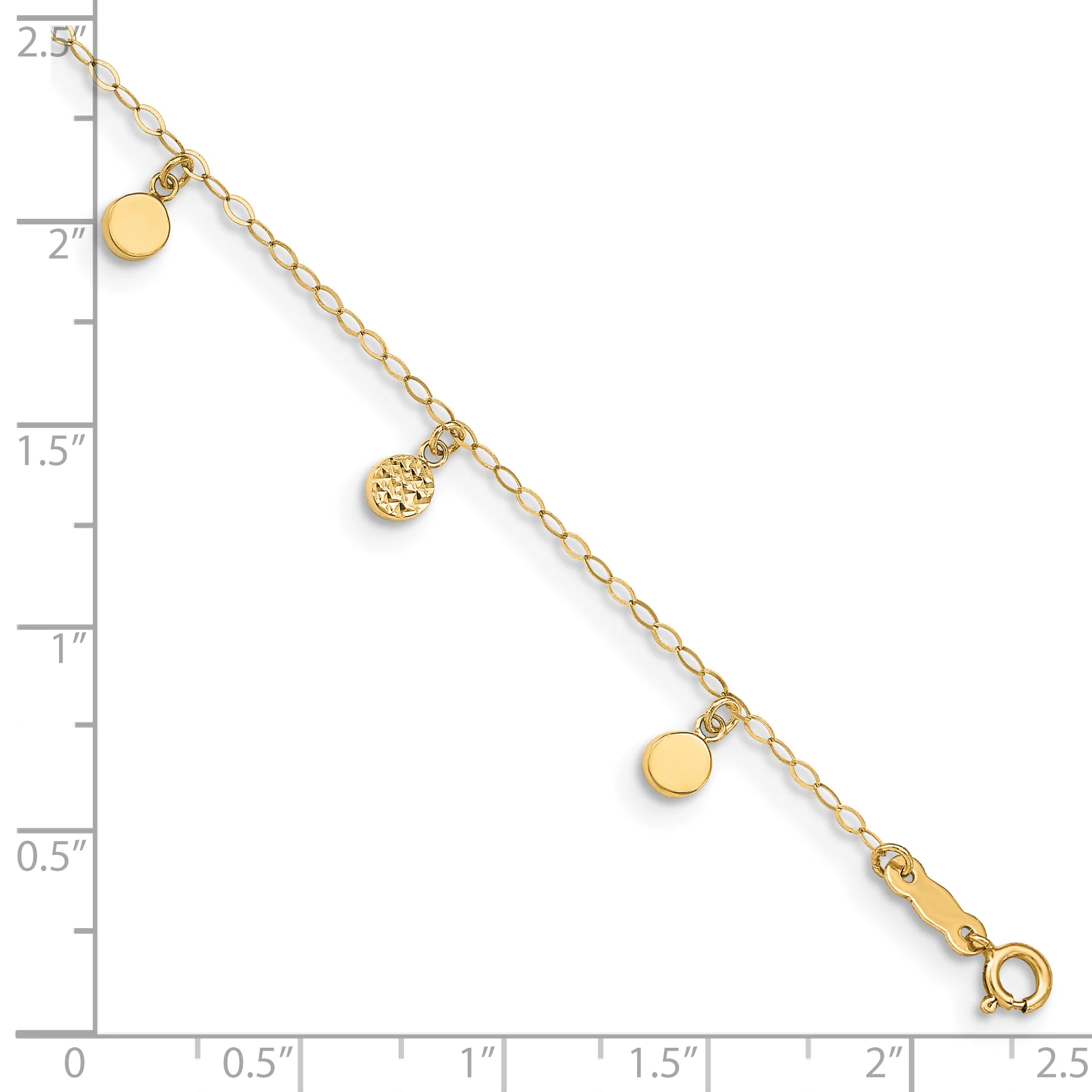 Tobillera Colgante Hueca en Círculo de 14K de 9 pulgadas con Extensión de 1 Pulgada - Image 2