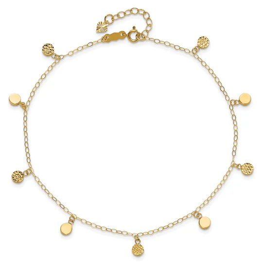 Tobillera Colgante Hueca en Círculo de 14K de 9 pulgadas con Extensión de 1 Pulgada - Image 4